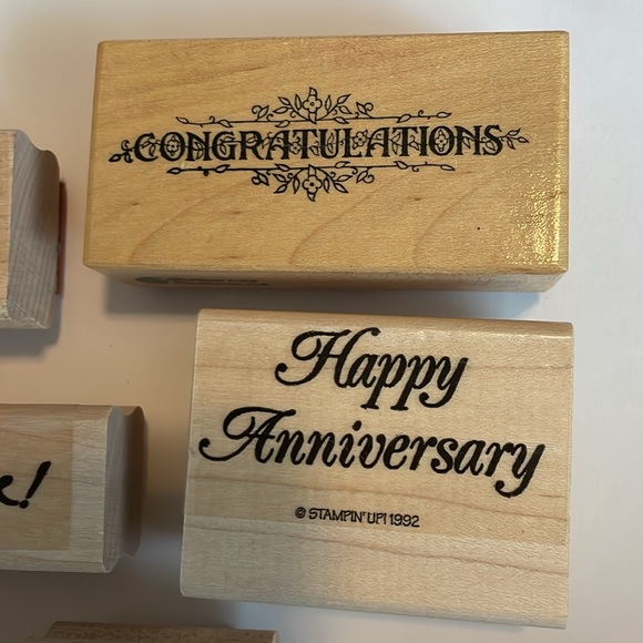 Set of 5 Greeting Card stamp Sayings, Congratulations, Happy Anniversary - Picture 2 of 5